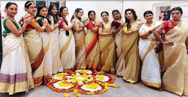 Onam celebrated with floral rangoli